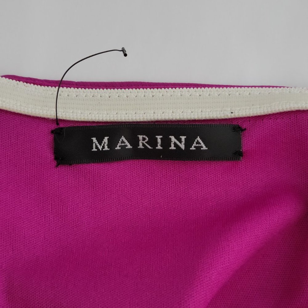 MARINA Off-The-Shoulder midi Dress Magenta Sz S - Picture 5 of 7